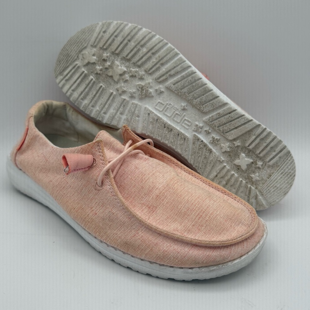 Hey Dude Wendy Women's Shoes‎ Loafers Linen Pink Lemonade Size 7
